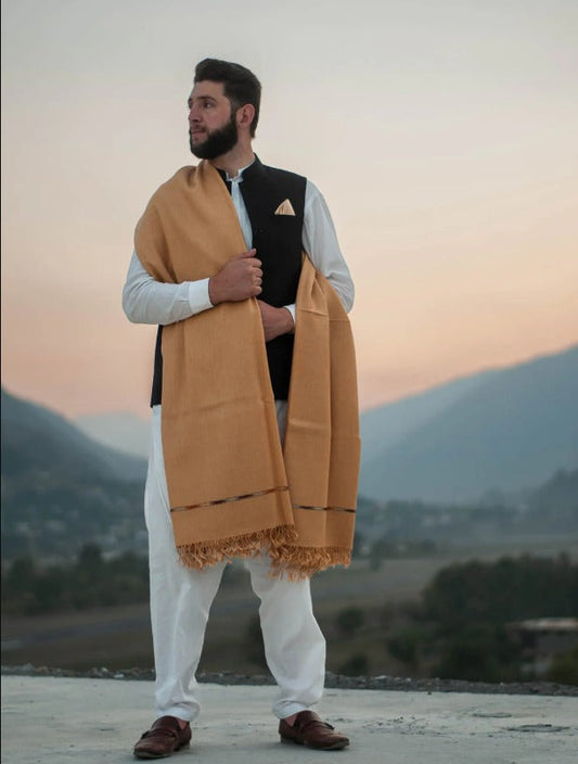 PURE PASHMINA WOOLEN SHAWL FOR MEN LIGHT-WEIGHT