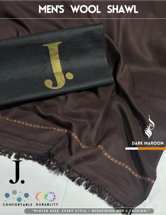 J. GENTS WOOL SHAWL DARK MAROON